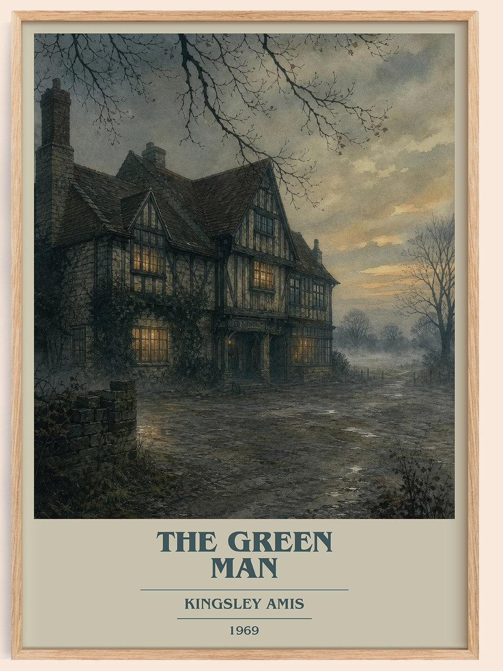 The Green Man book cover book poster by Kingsley Amis – framed literary art print