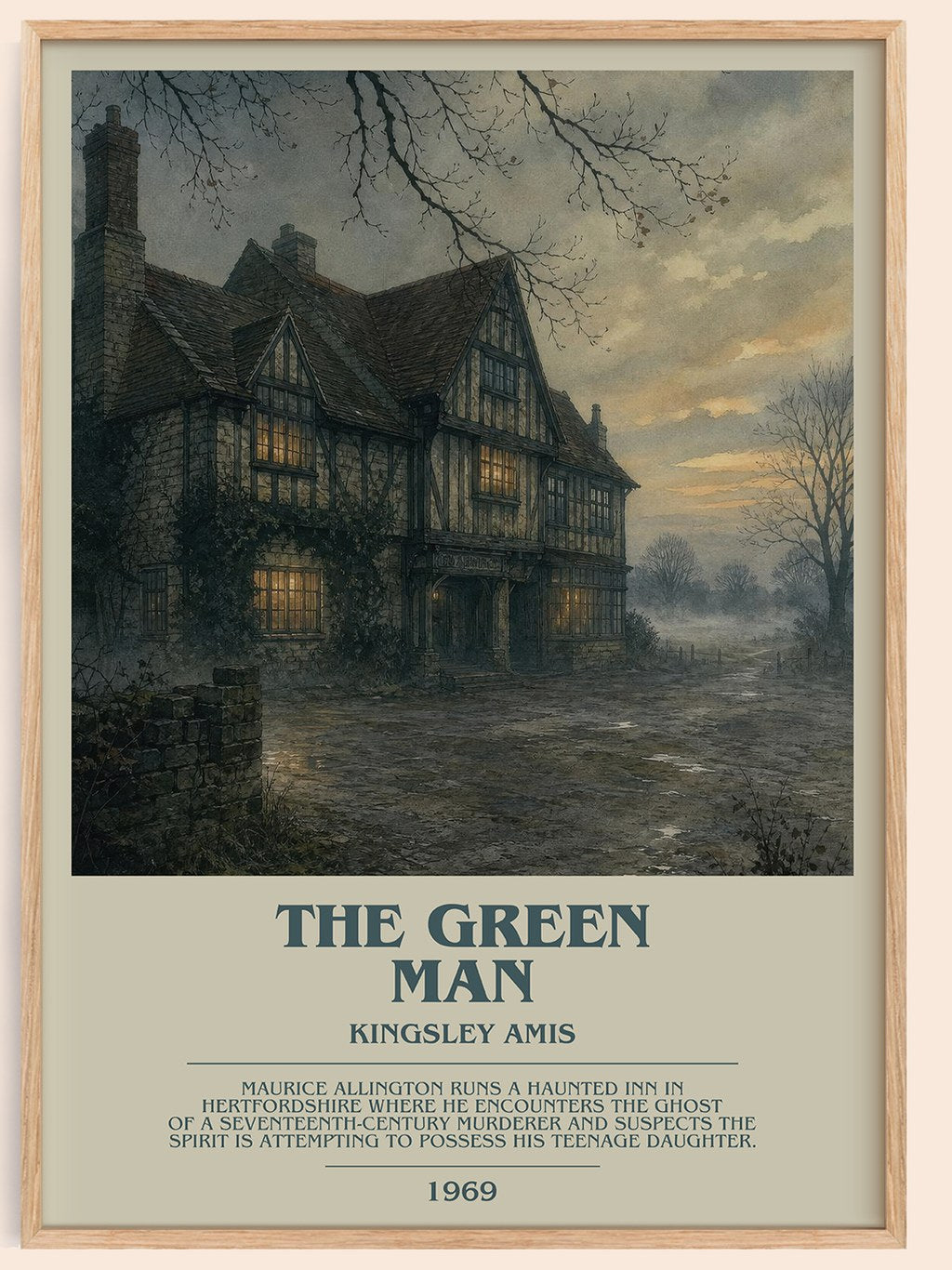 The Green Man Bookish Wall Art by Kingsley Amis – framed poster