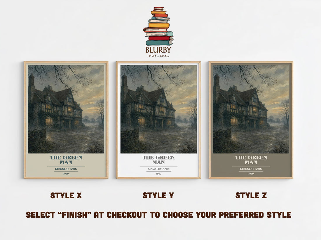 The Green Man book cover print in frame leaning in hallway – horror wall art (mockup)