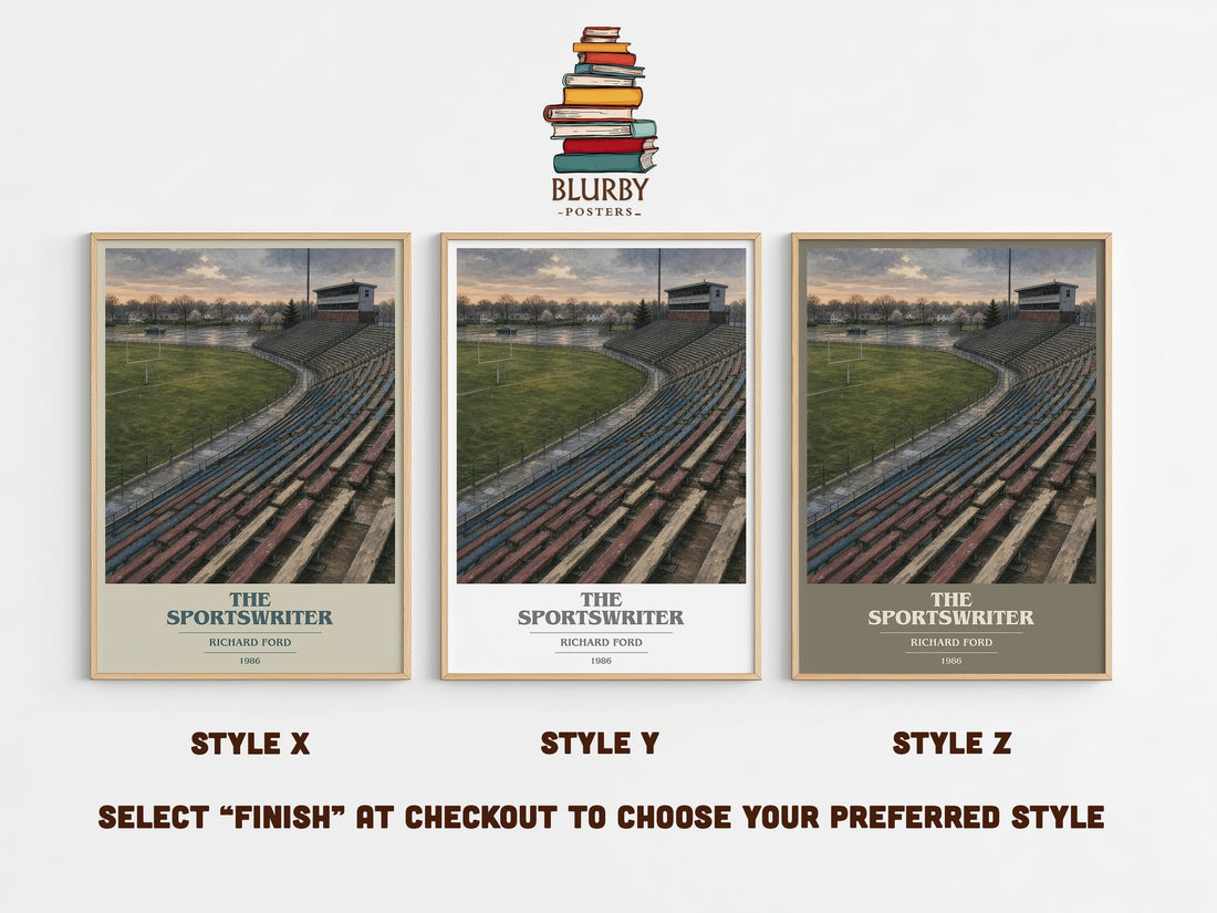 The Sportswriter book cover print in frame leaning in hallway – literary fiction wall art (mockup)