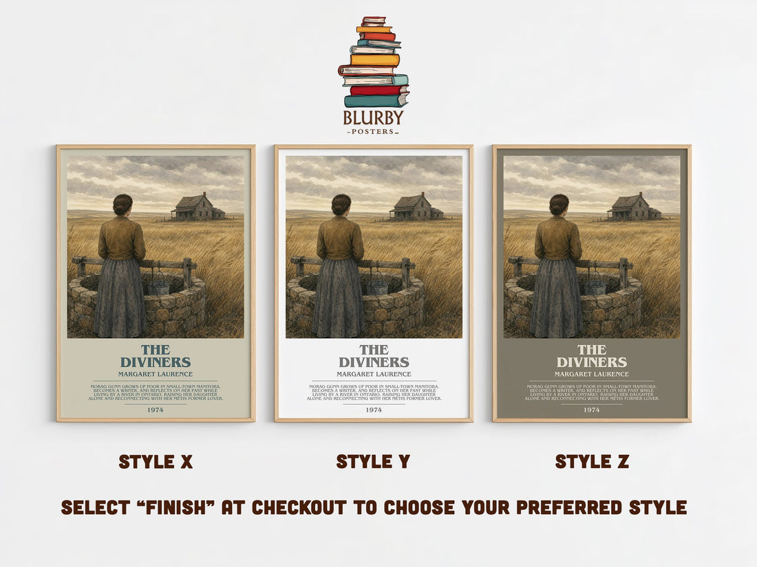 The Diviners Bookish Wall Art by Margaret Laurence – Style X, Y and Z side by side – choose your finish