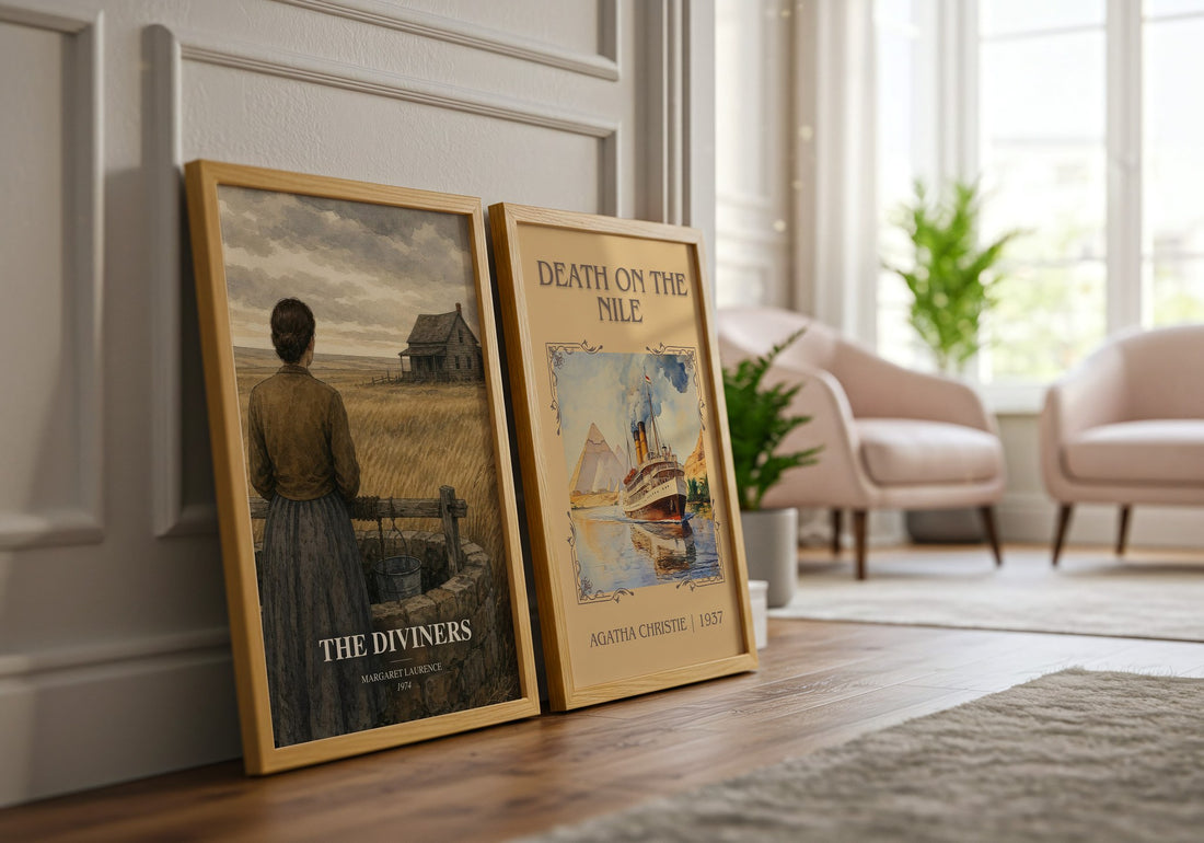 The Diviners watercolour print framed by window – literary home decor