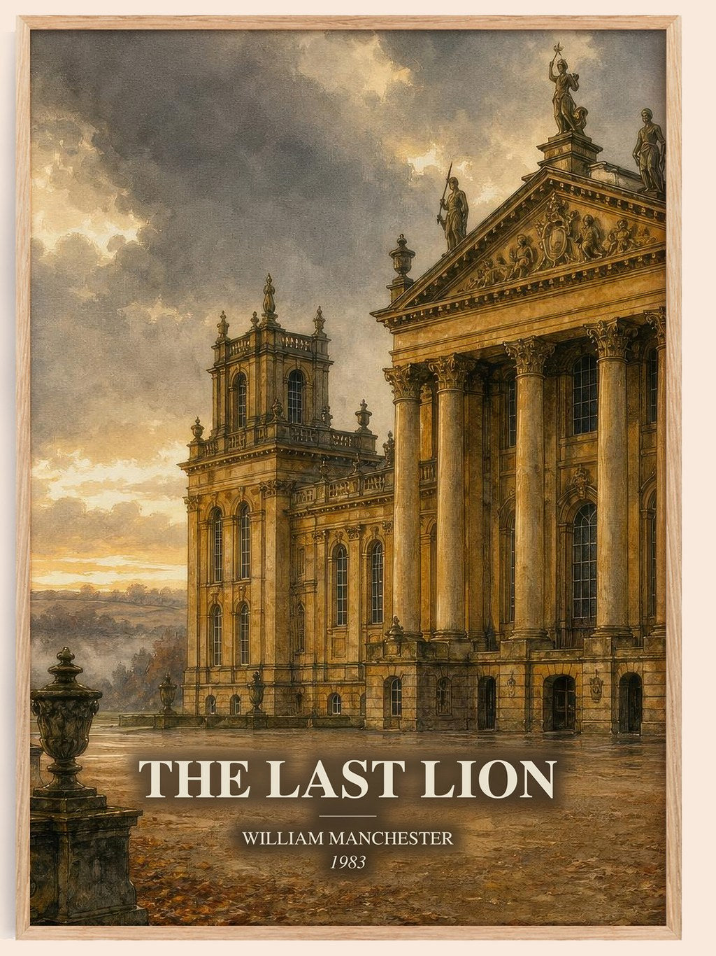 The Last Lion watercolour book poster by William Manchester – framed literary art print