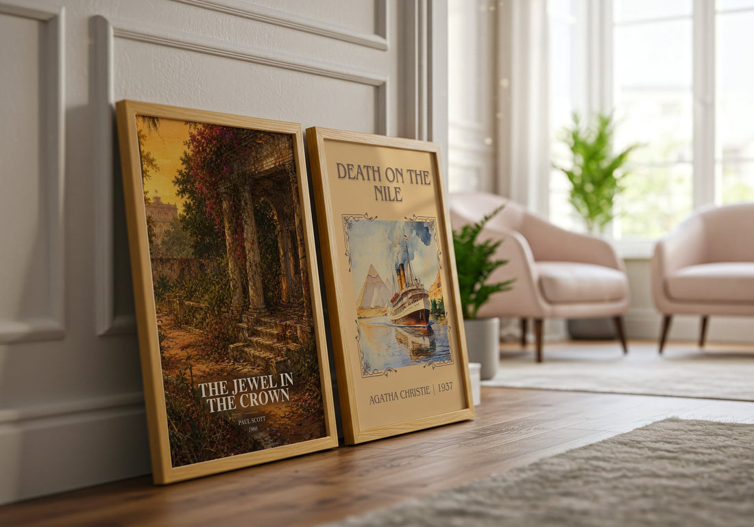 The Jewel In The Crown watercolour print framed by window – literary home decor