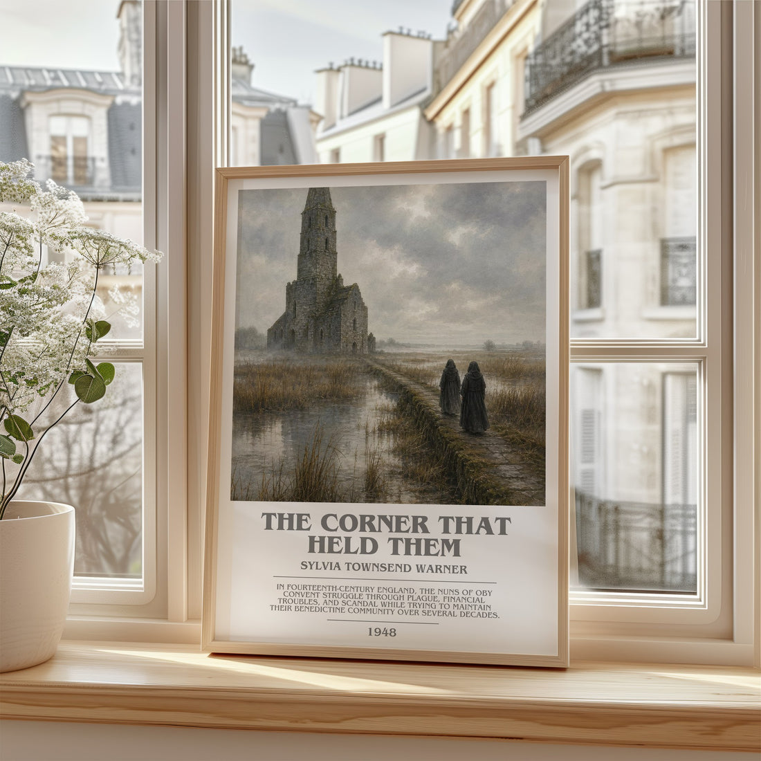 The Corner That Held Them Bookish Wall Art by Sylvia Townsend Warner – framed print by a bright window
