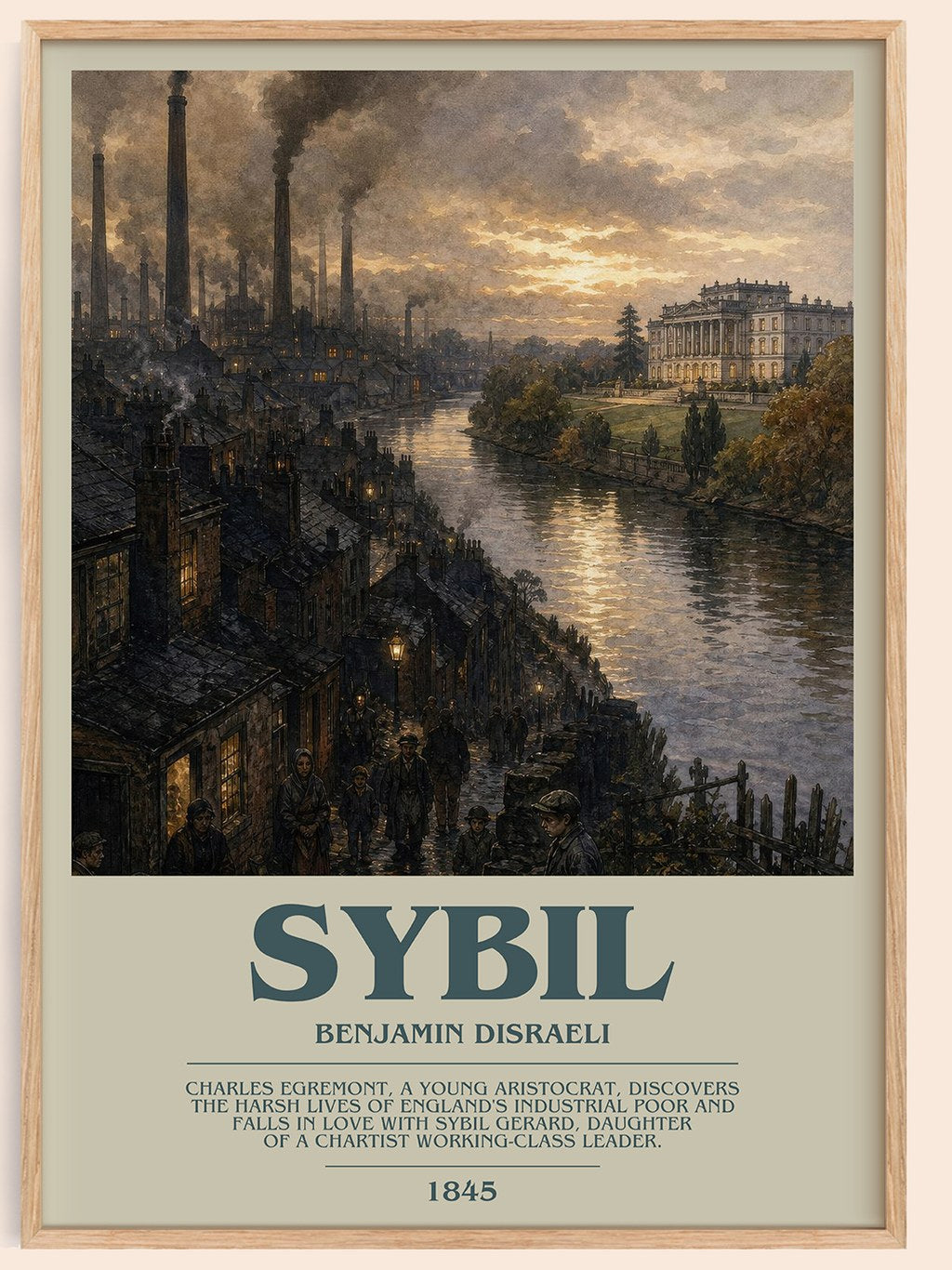 Sybil Bookish Wall Art by Benjamin Disraeli – framed poster