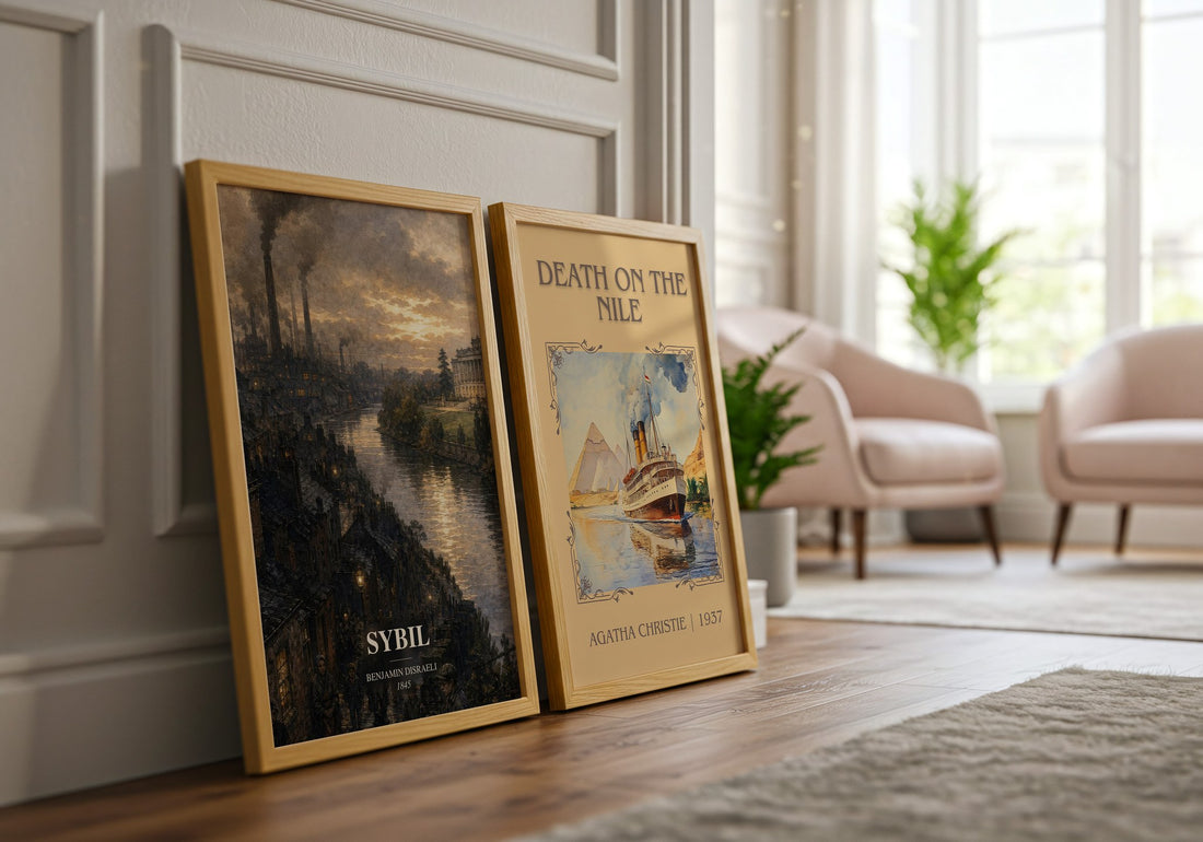 Sybil watercolour print framed by window – literary home decor