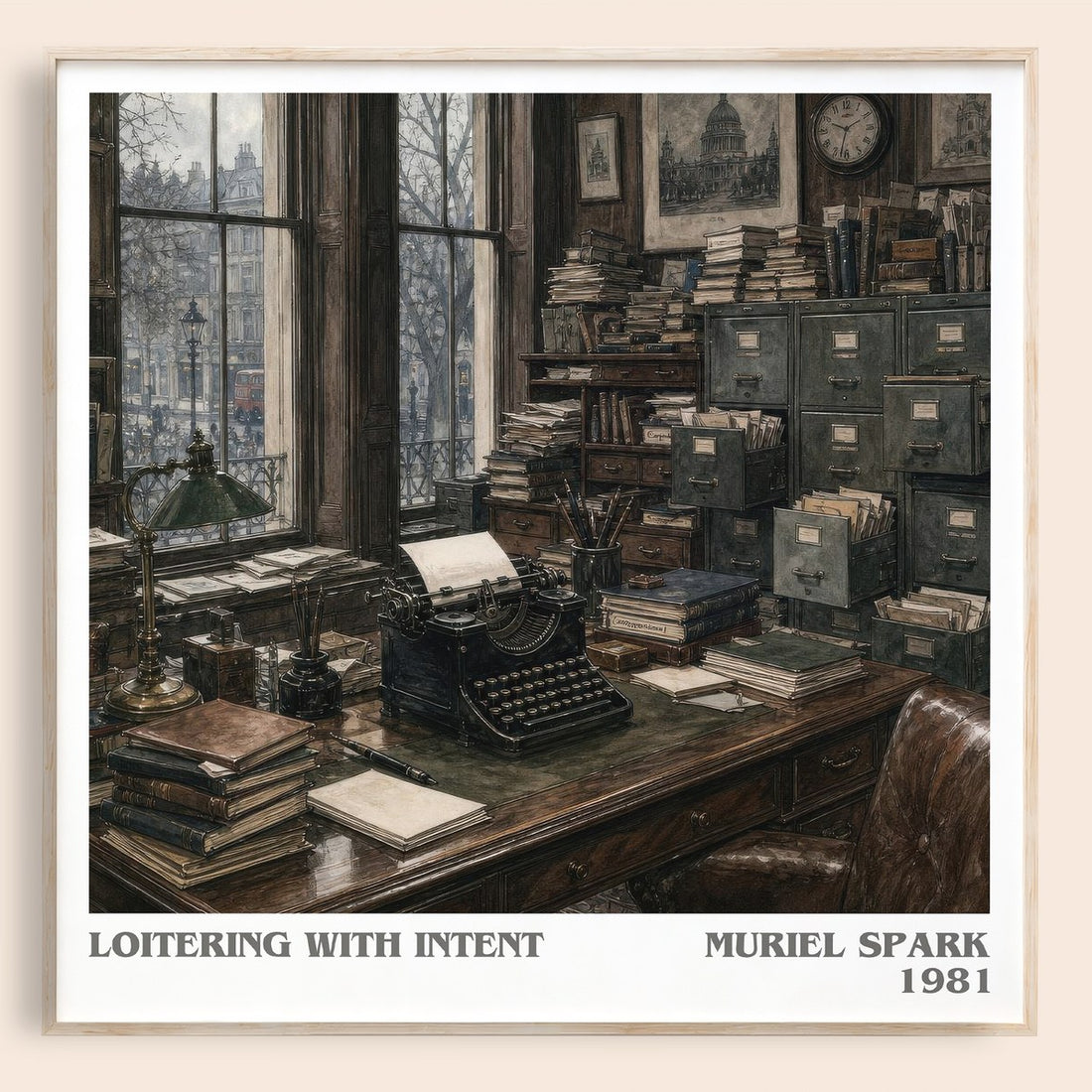 Loitering With Intent literary book poster by Muriel Spark – framed literary art print