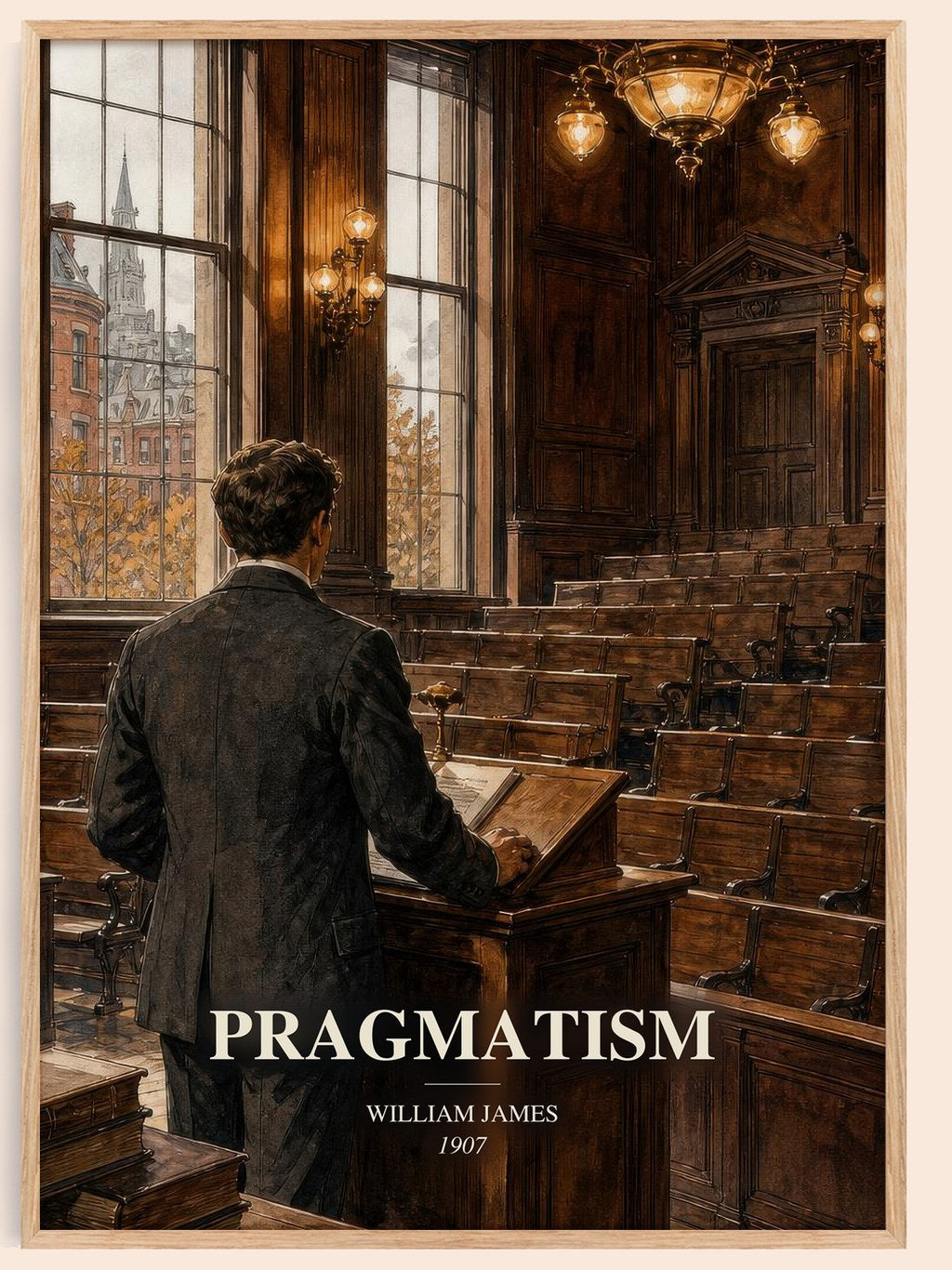 Pragmatism watercolour book poster by William James – framed literary art print