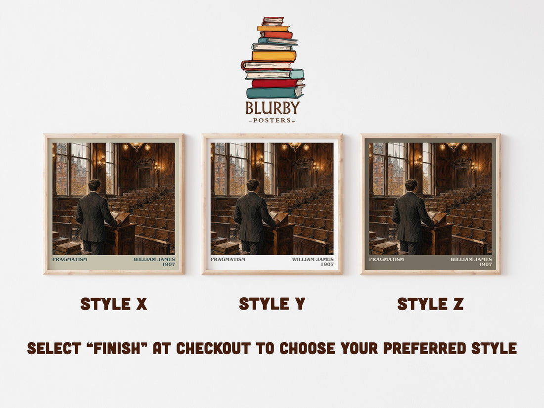 Pragmatism literary print in frame leaning in hallway – philosophy wall art (mockup)
