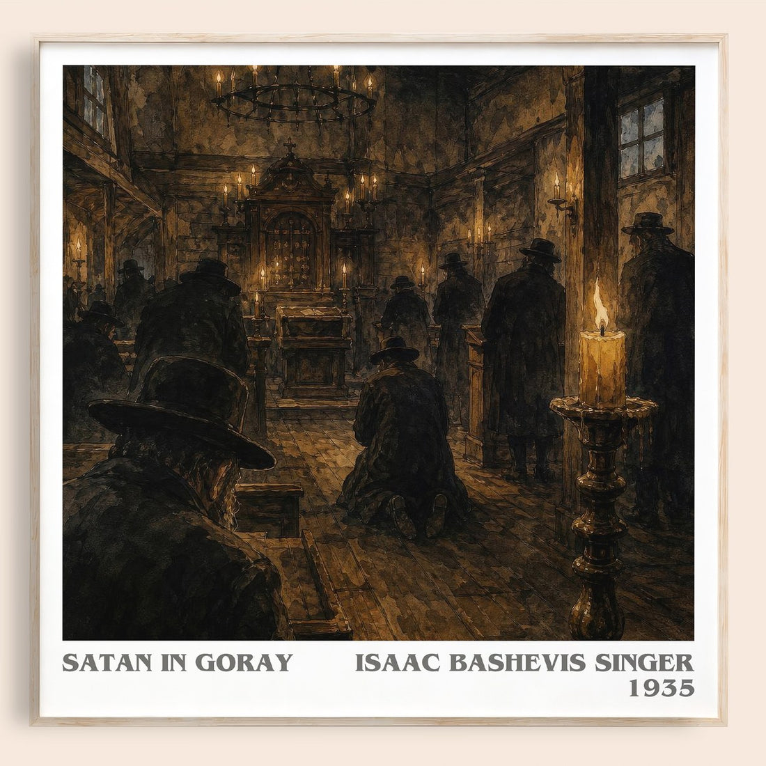 Satan In Goray literary book poster by Isaac Bashevis Singer – framed literary art print