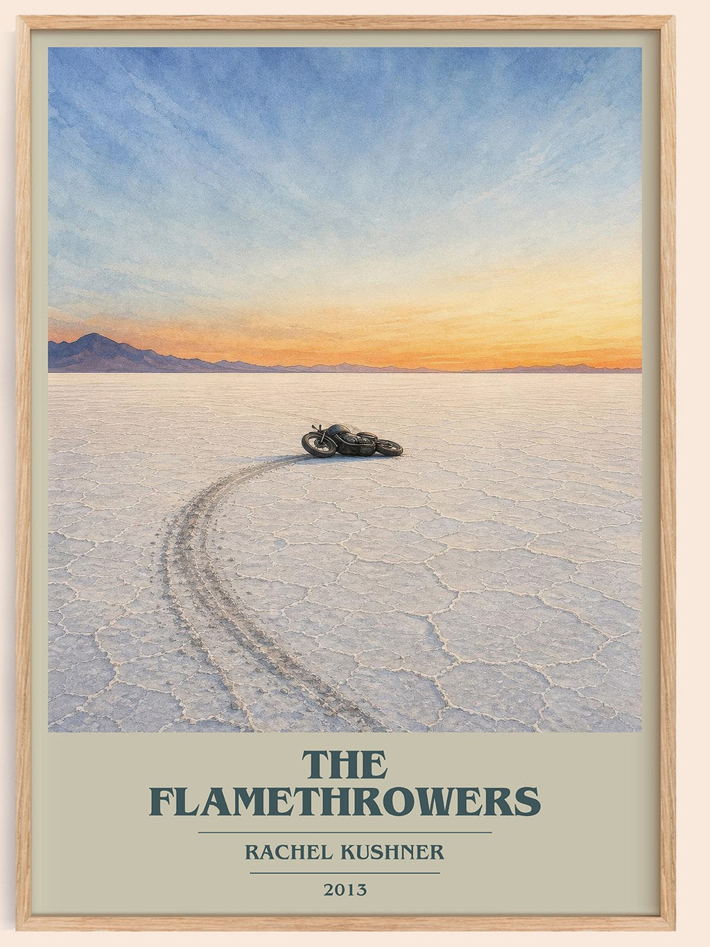 The Flamethrowers book cover book poster by Rachel Kushner – framed literary art print