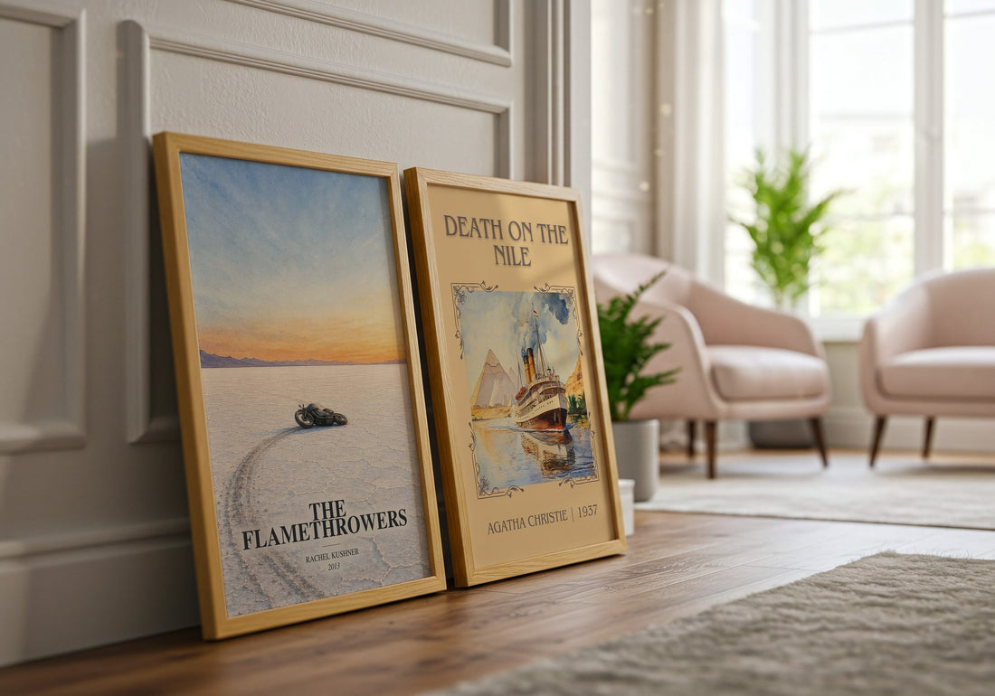 The Flamethrowers watercolour print framed by window – literary home decor
