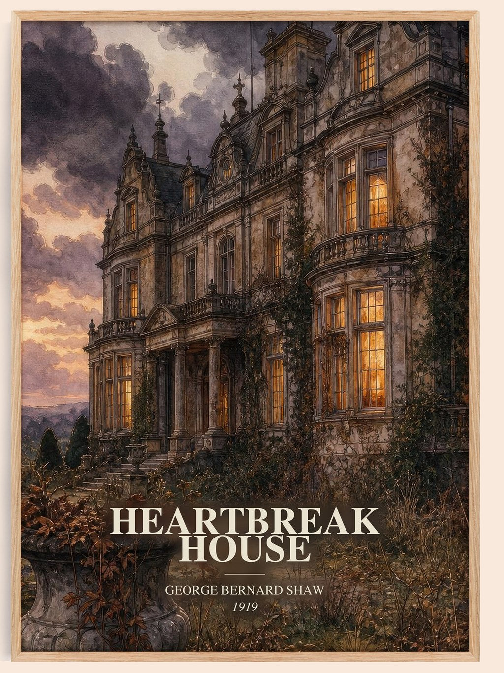Heartbreak House watercolour book poster by George Bernard Shaw – framed literary art print