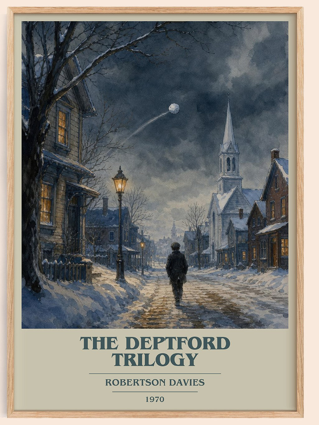 The Deptford Trilogy book cover book poster by Robertson Davies – framed literary art print