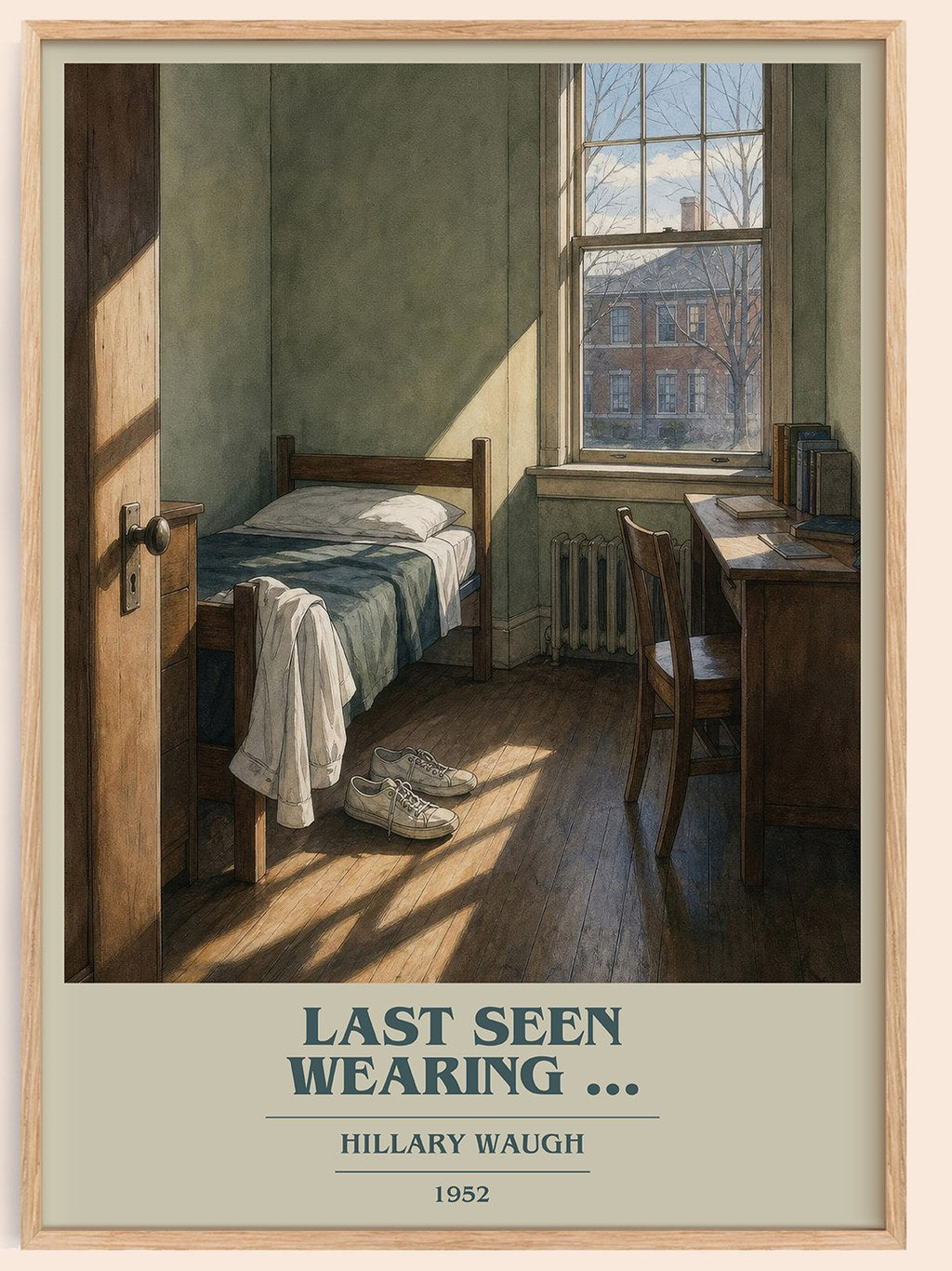 Last Seen Wearing ... book cover book poster by Hillary Waugh – framed literary art print
