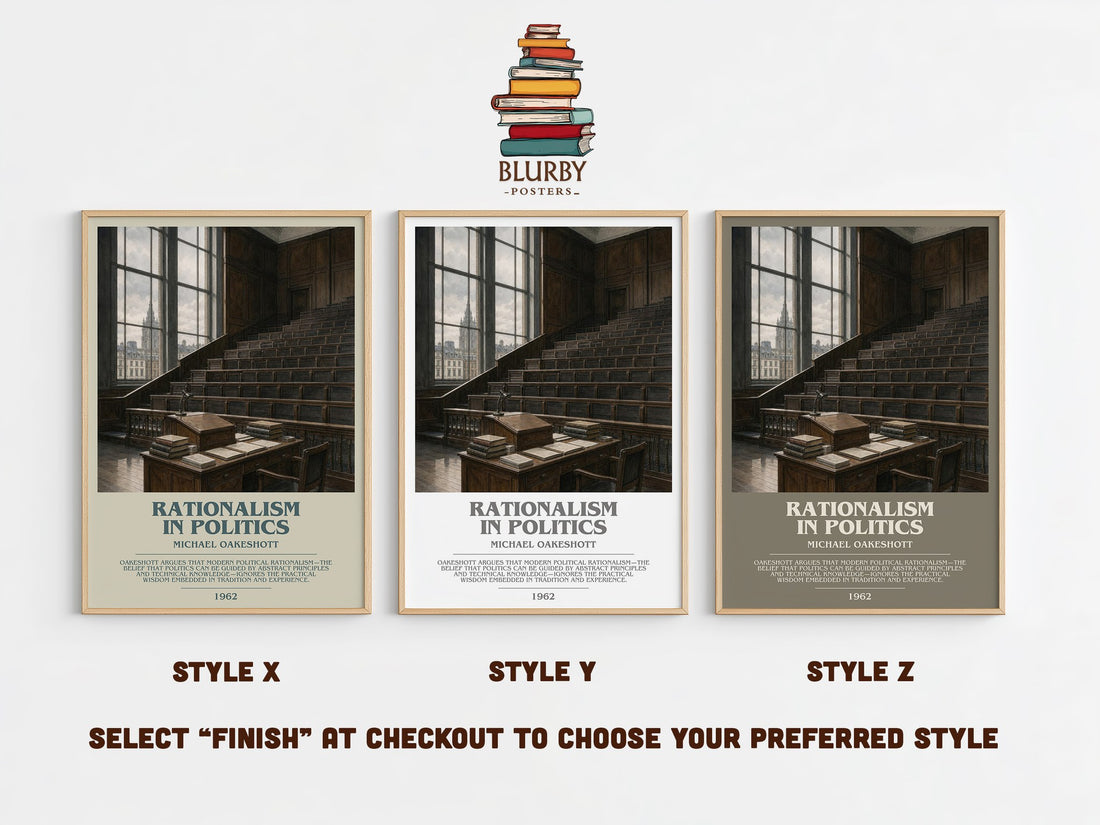 Rationalism in Politics Bookish Wall Art by Michael Oakeshott – Style X, Y and Z side by side – choose your finish