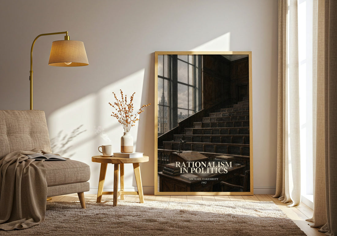 Rationalism in Politics watercolour print in frame leaning in hallway – philosophy wall art