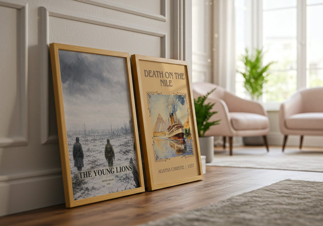 The Young Lions watercolour print framed by window – literary home decor