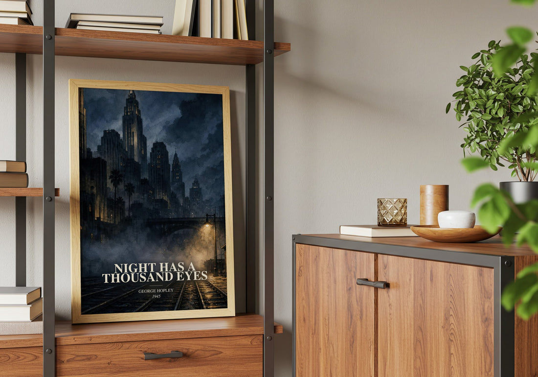 Night Has A Thousand Eyes book watercolour illustration paper finish options – matte satin gloss