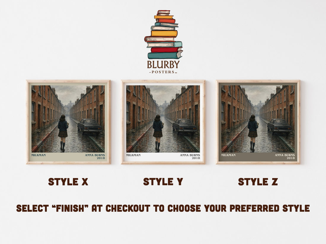 Milkman literary print in frame leaning in hallway – literary fiction wall art (mockup)