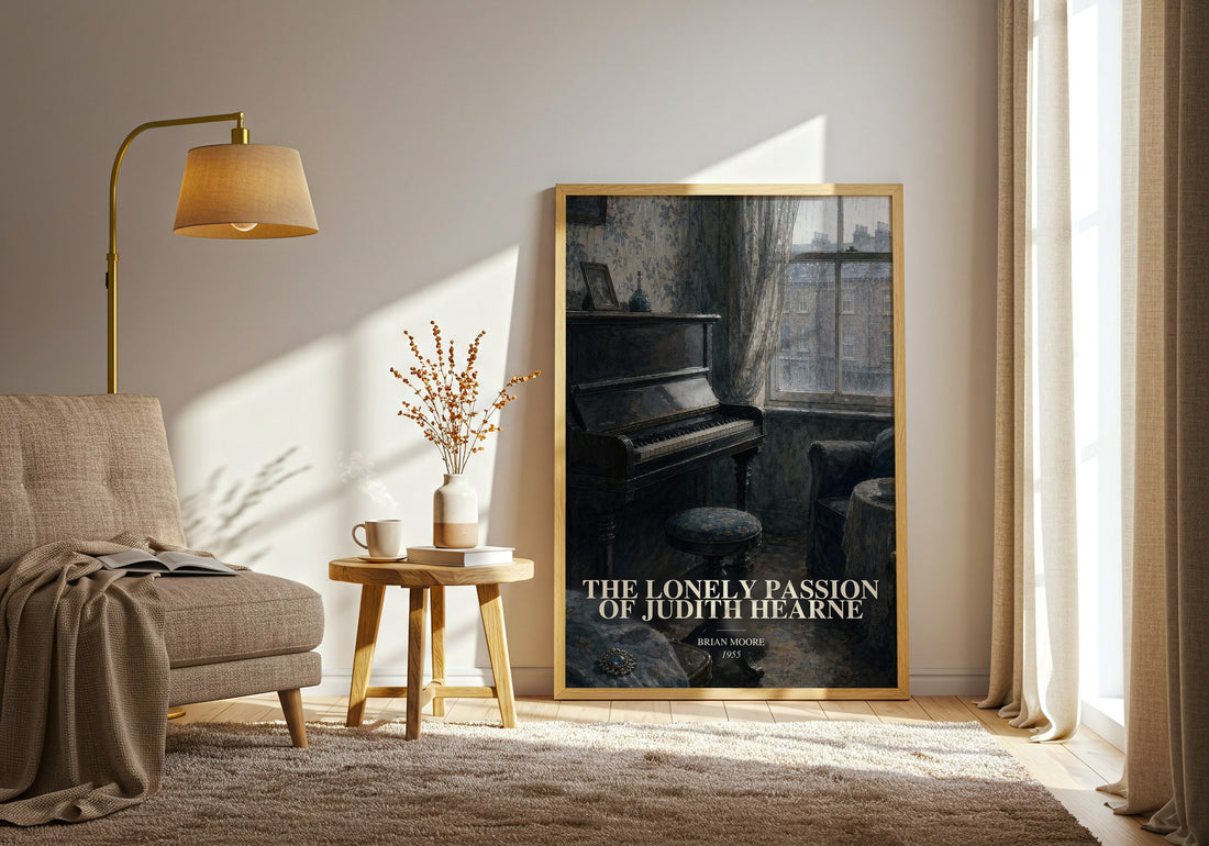 The Lonely Passion of Judith Hearne watercolour print in frame leaning in hallway – literary fiction wall art