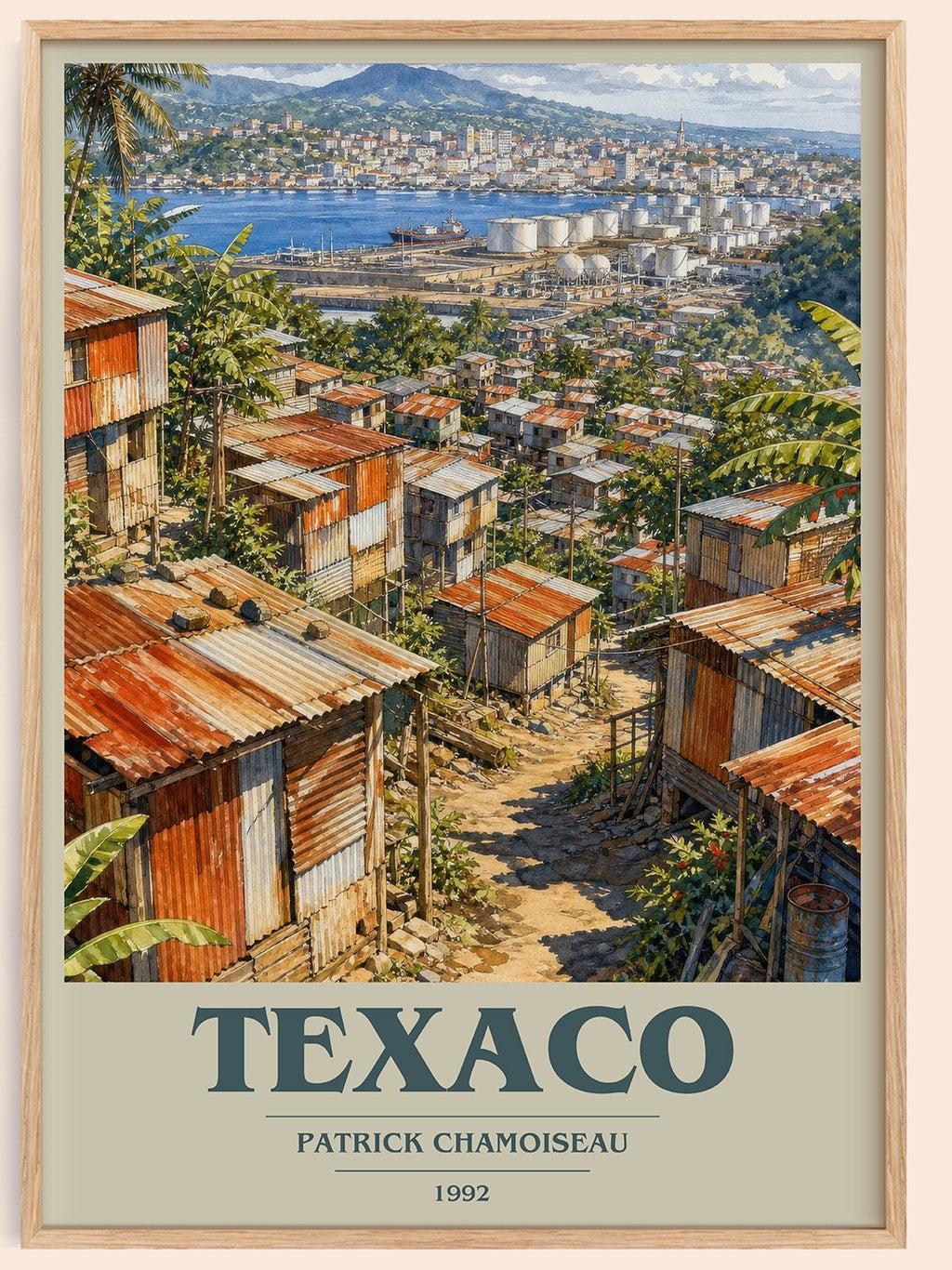 Texaco book cover book poster by Patrick Chamoiseau – framed literary art print