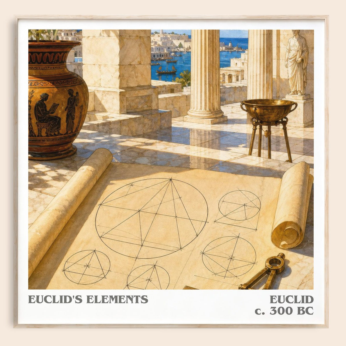 Euclid's Elements literary book poster by Euclid – framed literary art print