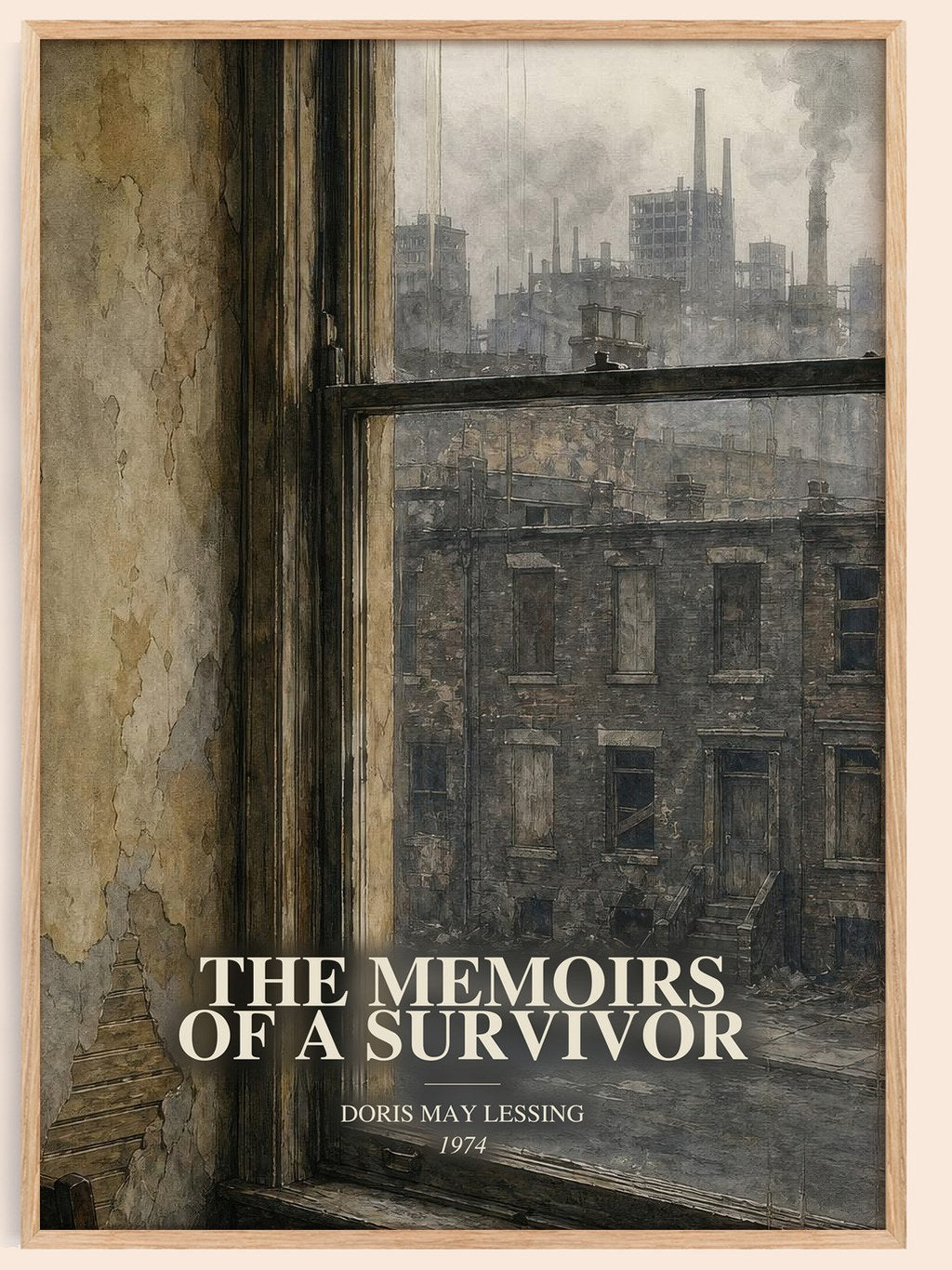 The Memoirs of a Survivor watercolour book poster by Doris May Lessing – framed literary art print