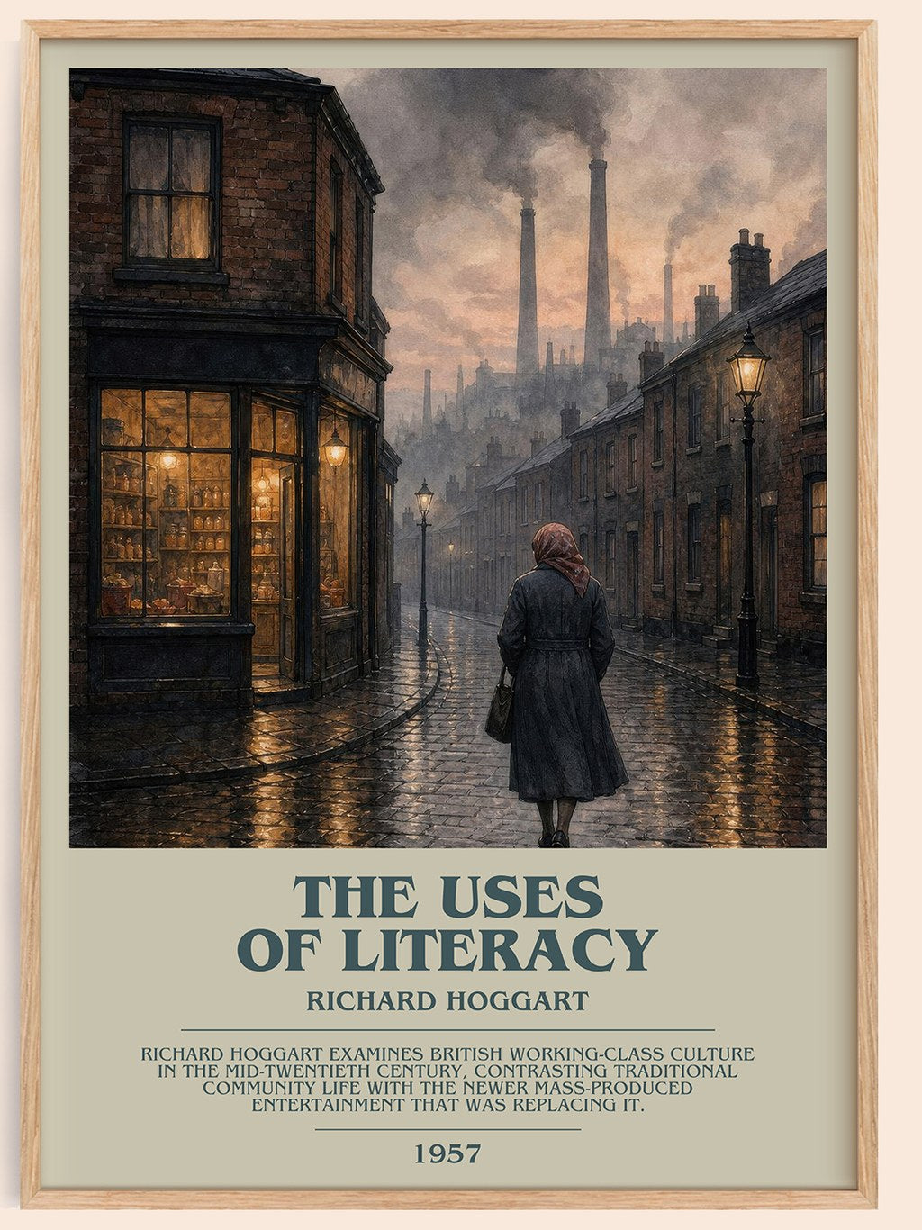 The Uses of Literacy Bookish Wall Art by Richard Hoggart – framed poster