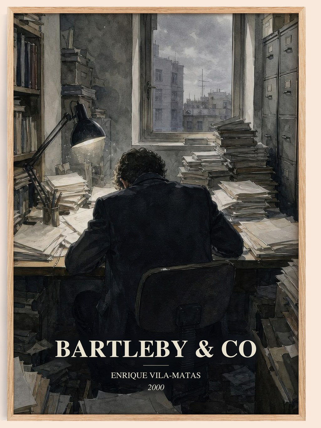 Bartleby & Co watercolour book poster by Enrique Vila-Matas – framed literary art print