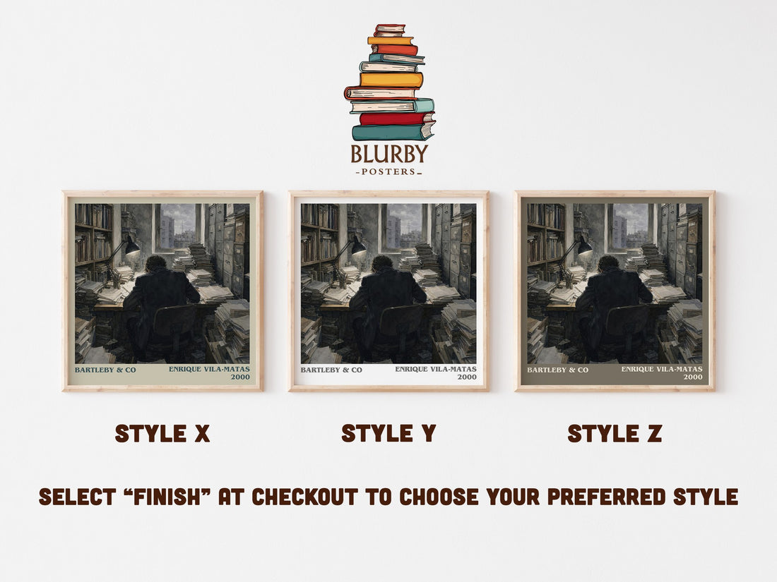 Bartleby & Co literary print in frame leaning in hallway – literary fiction wall art (mockup)