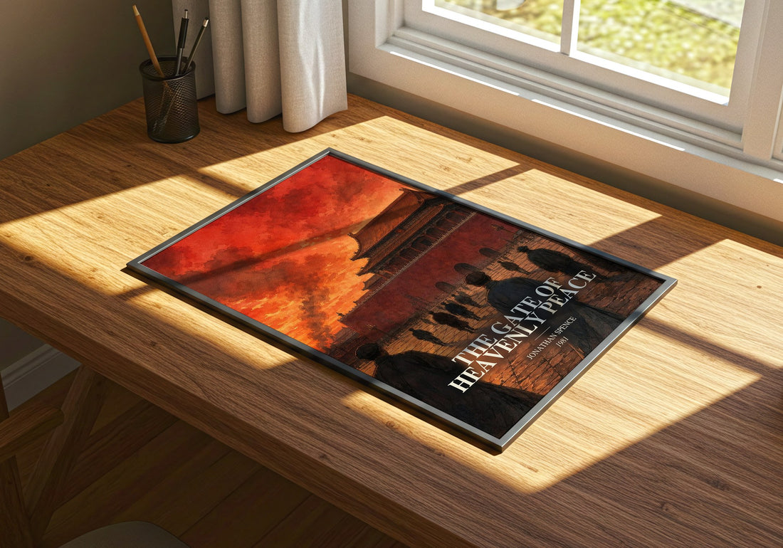 The Gate of Heavenly Peace watercolour book poster framed on wall – non fiction wall art