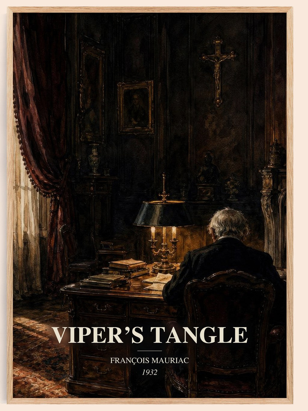 Viper’s Tangle watercolour book poster by François Mauriac – framed literary art print