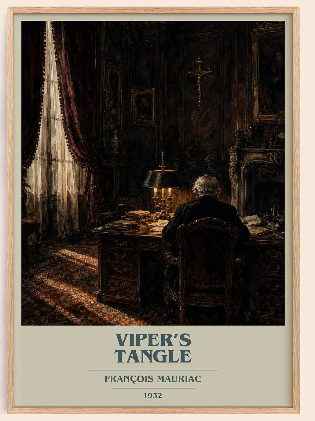Viper’s Tangle book cover book poster by François Mauriac – framed literary art print
