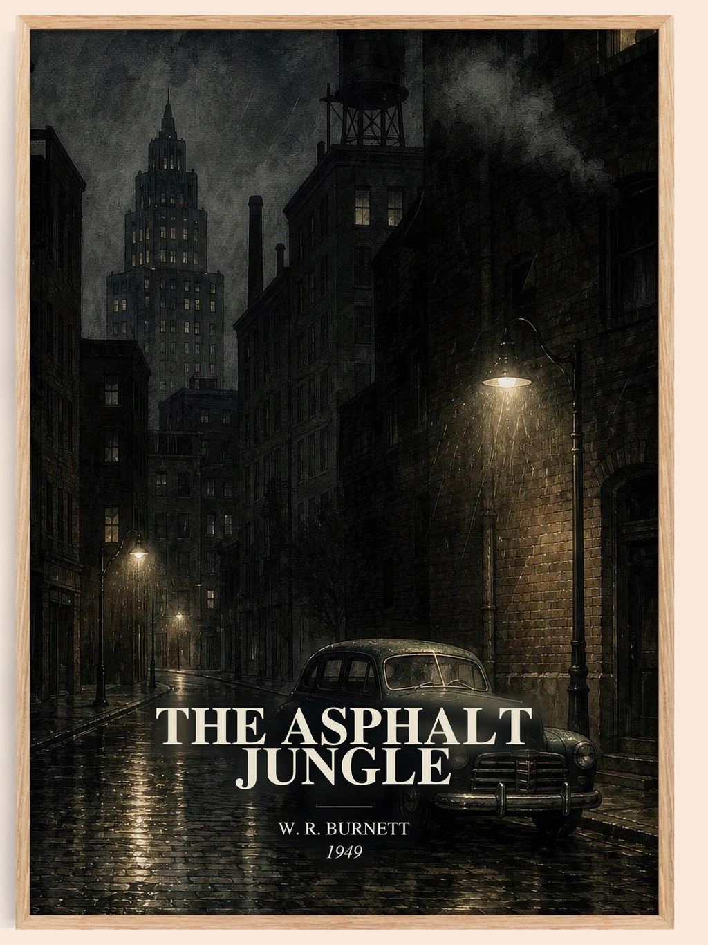 The Asphalt Jungle watercolour book poster by W. R. Burnett – framed literary art print