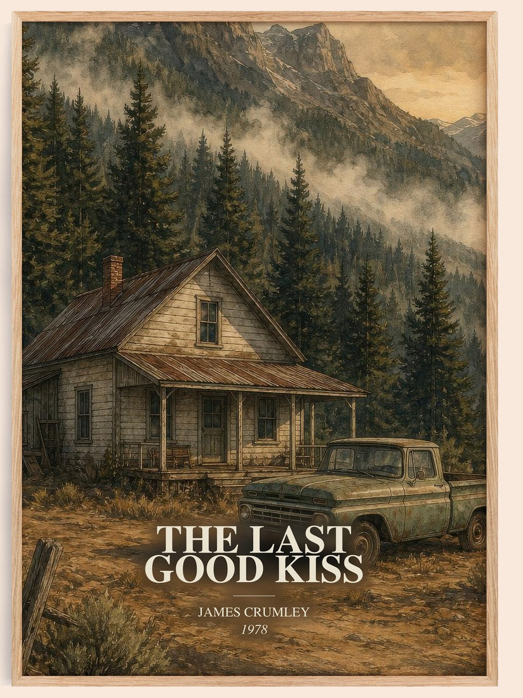 The Last Good Kiss watercolour book poster by James Crumley – framed literary art print