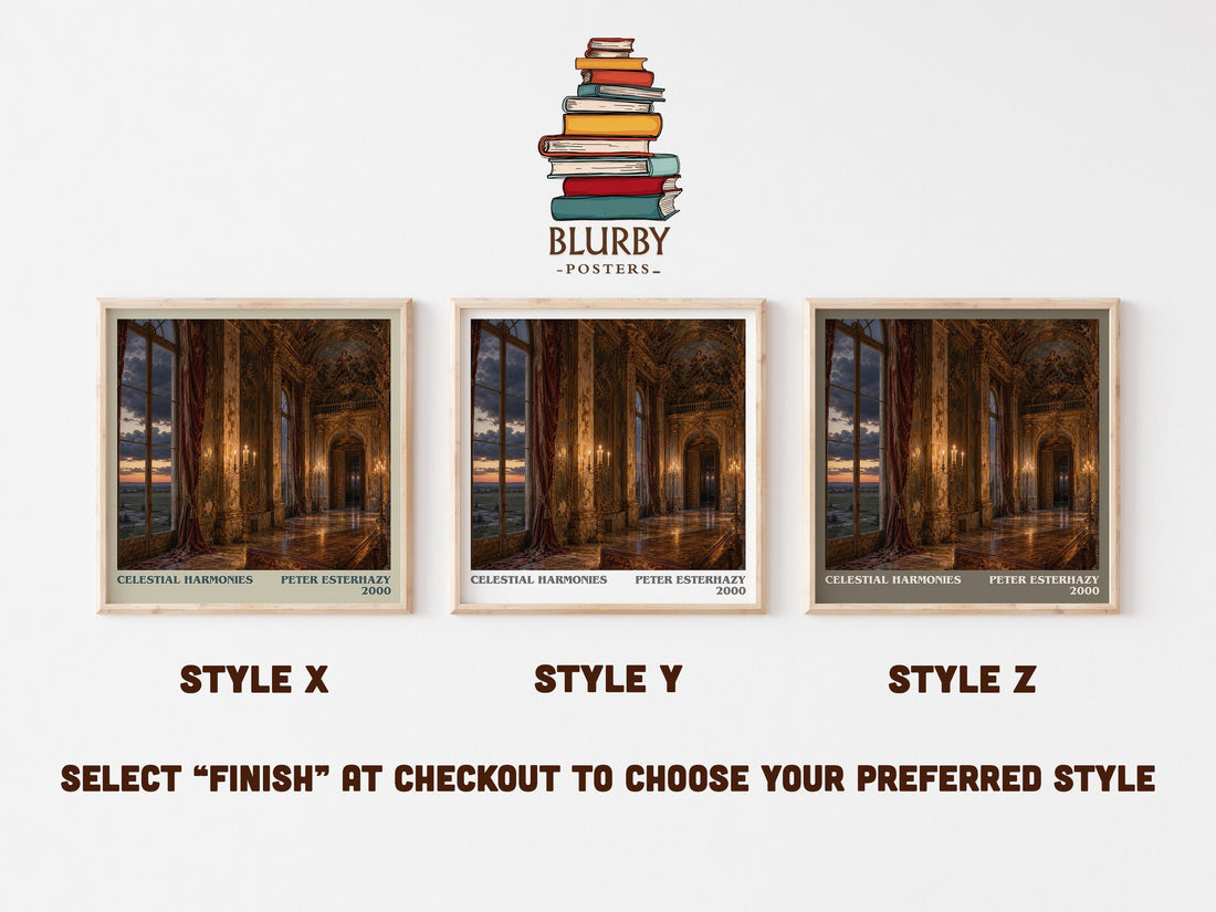 Celestial Harmonies literary print in frame leaning in hallway – literary fiction wall art (mockup)