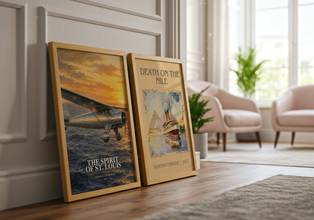 The Spirit of St. Louis watercolour print framed by window – literary home decor