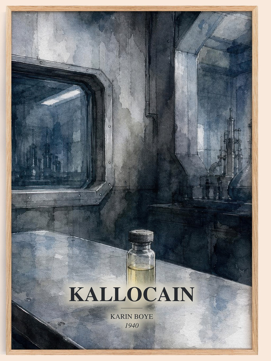 Kallocain watercolour book poster by Karin Boye – framed literary art print
