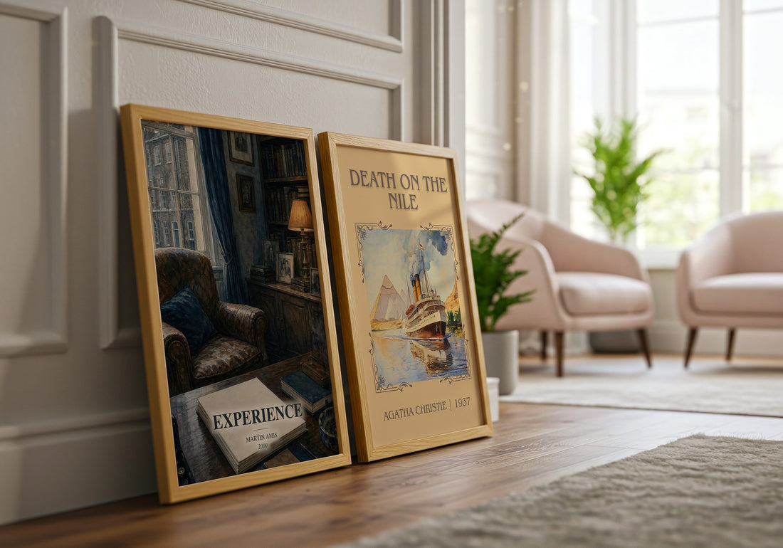 Experience watercolour print framed by window – literary home decor