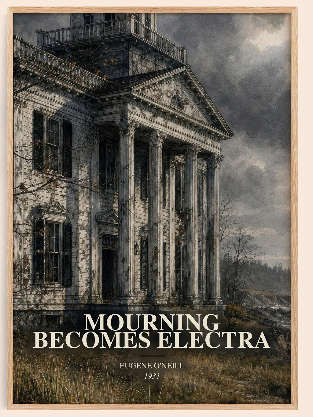 Mourning Becomes Electra watercolour book poster by Eugene O'Neill – framed literary art print