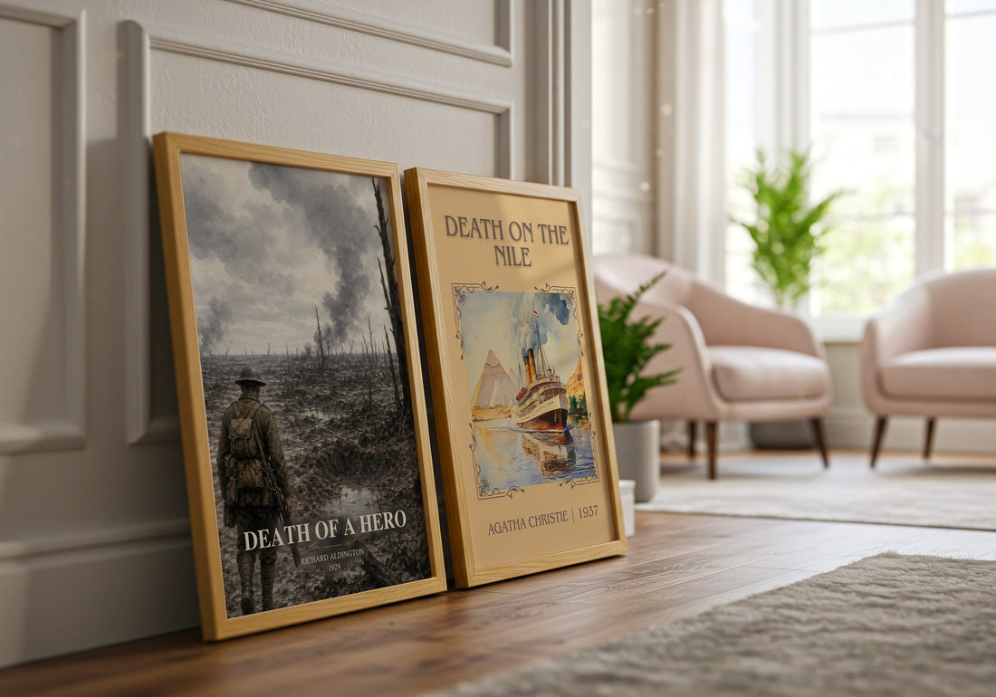 Death Of A Hero watercolour print framed by window – literary home decor