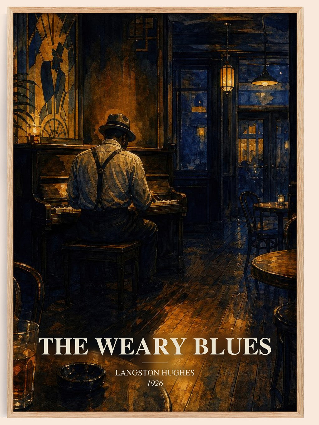 The Weary Blues watercolour book poster by Langston Hughes – framed literary art print