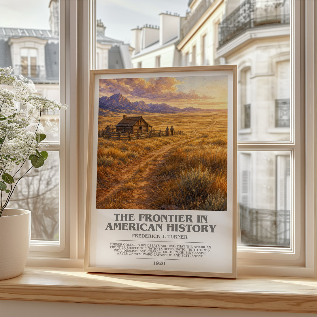 Frontier in American History Bookish Wall Art by Frederick J. Turner – framed print by a bright window