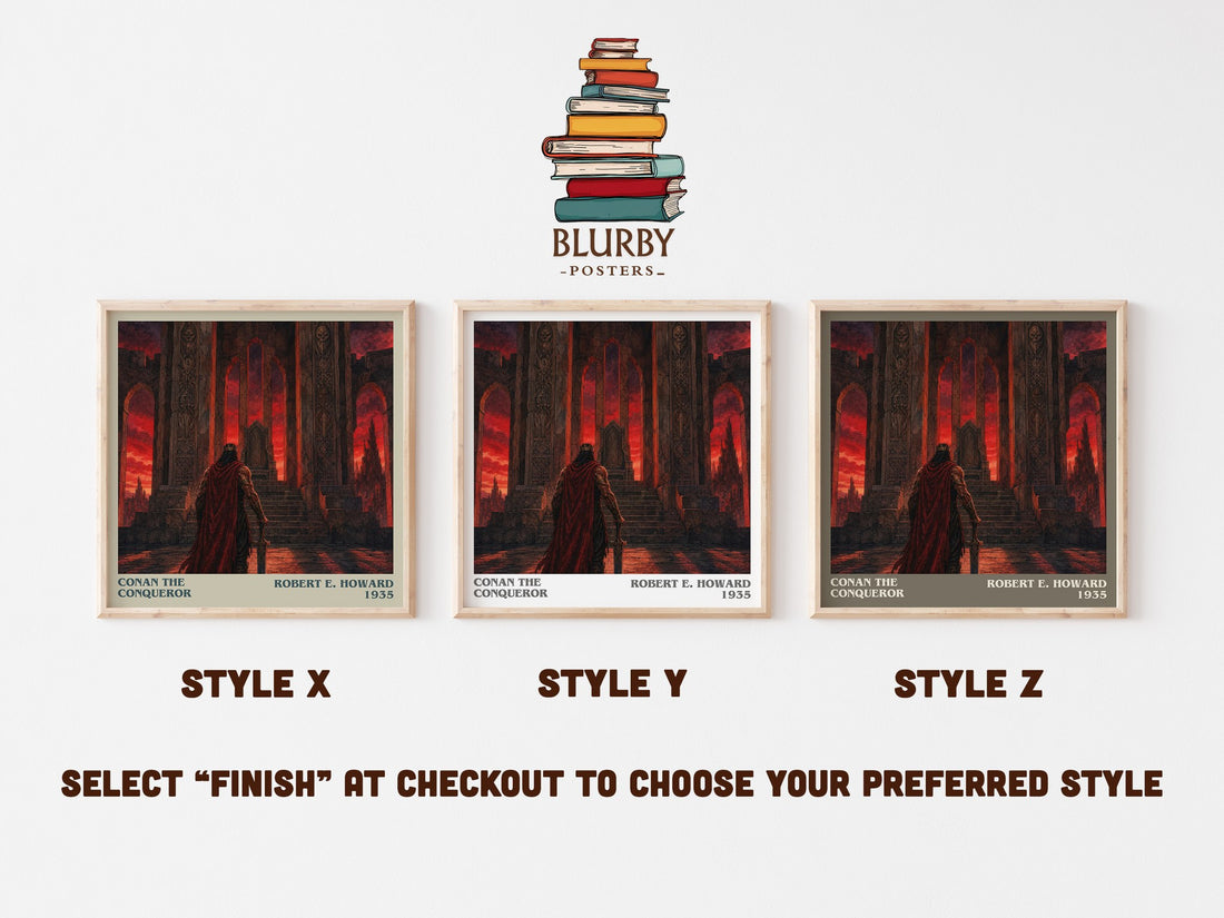 Conan The Conqueror literary print in frame leaning in hallway – fantasy wall art (mockup)