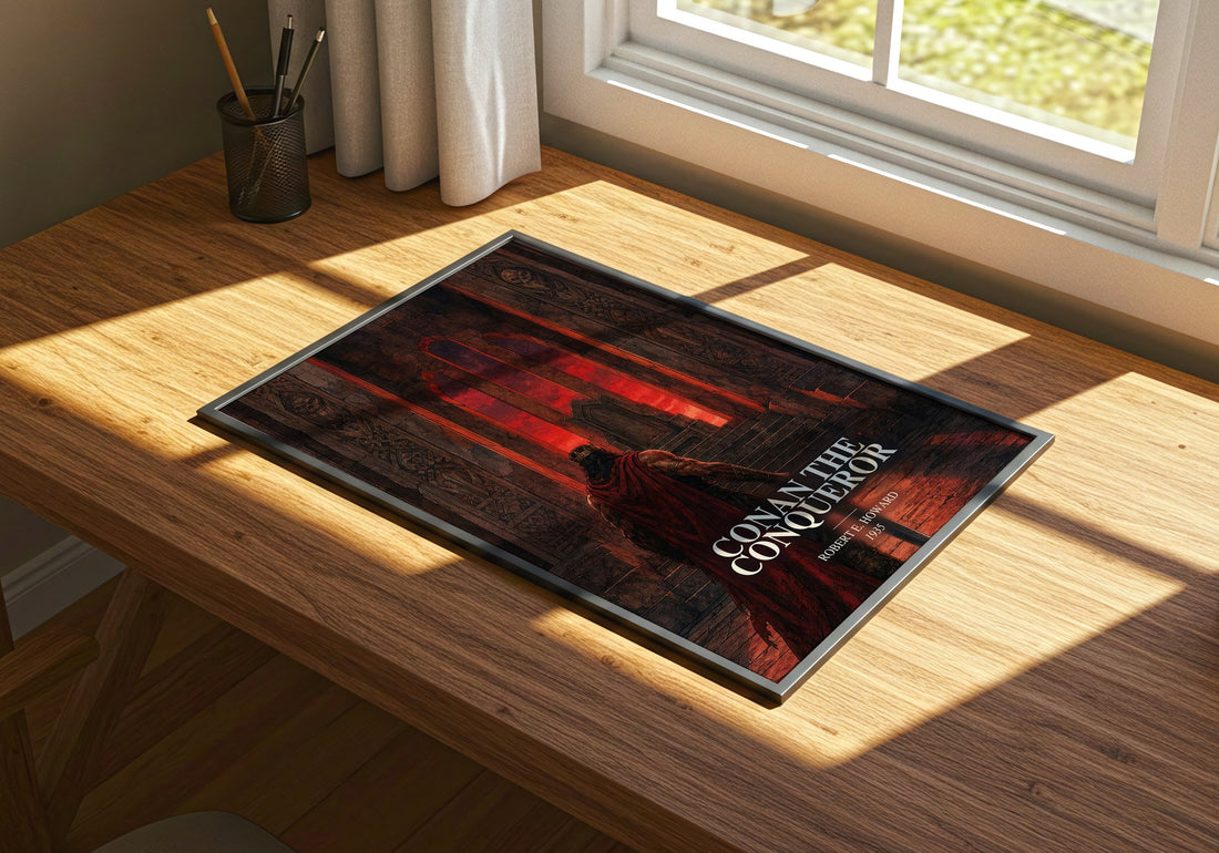 Conan The Conqueror watercolour book poster framed on wall – fantasy wall art