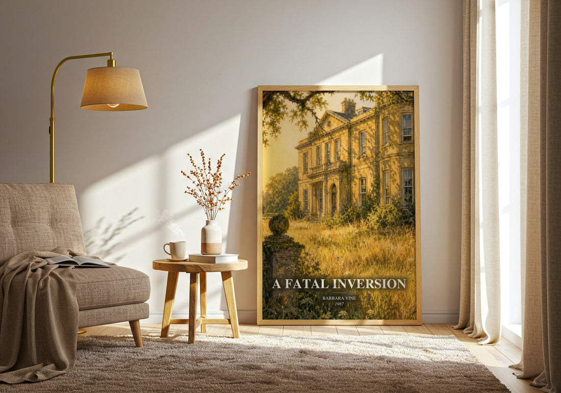 A Fatal Inversion watercolour print in frame leaning in hallway – crime wall art