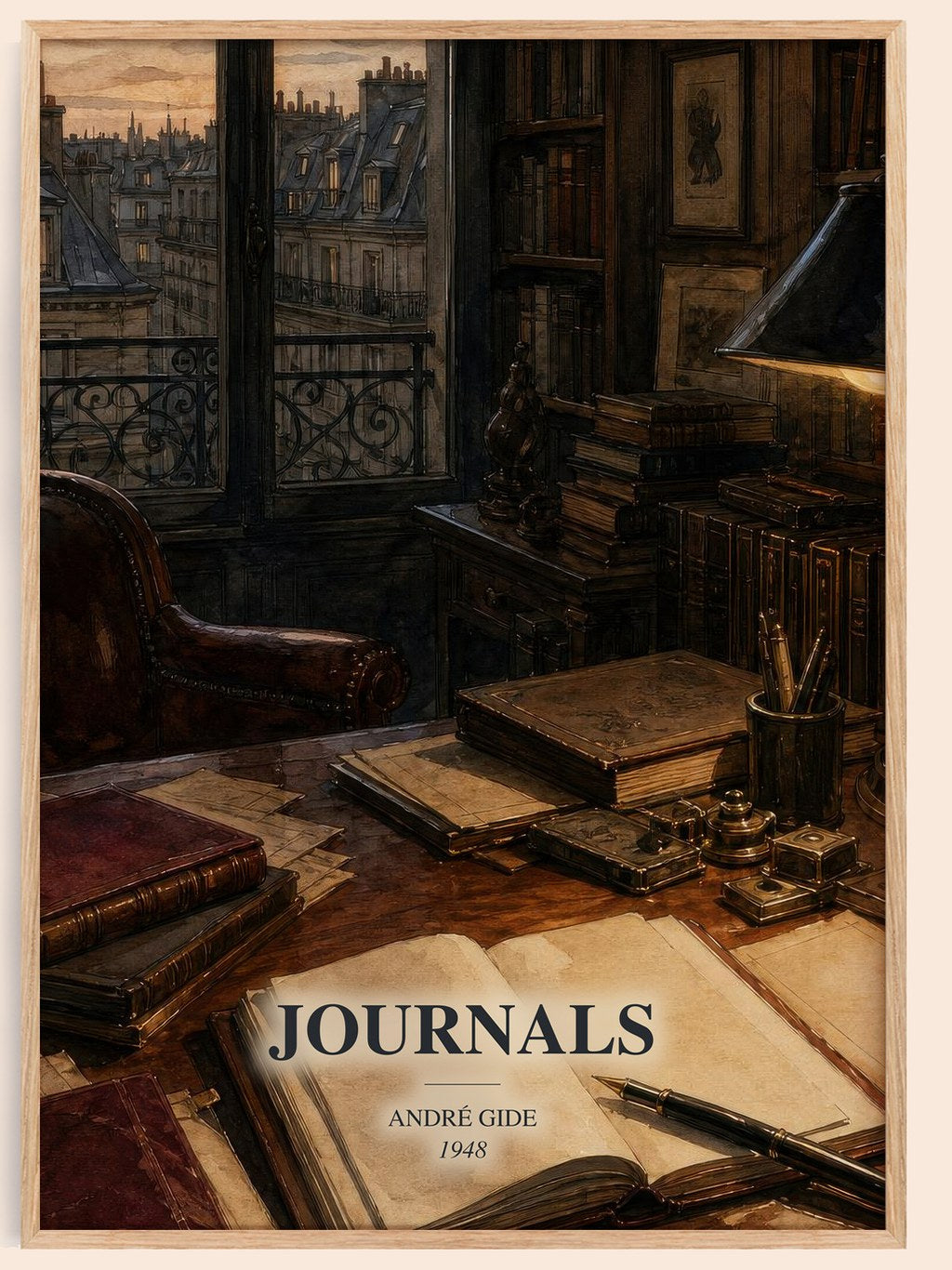 Journals watercolour book poster by André Gide – framed literary art print