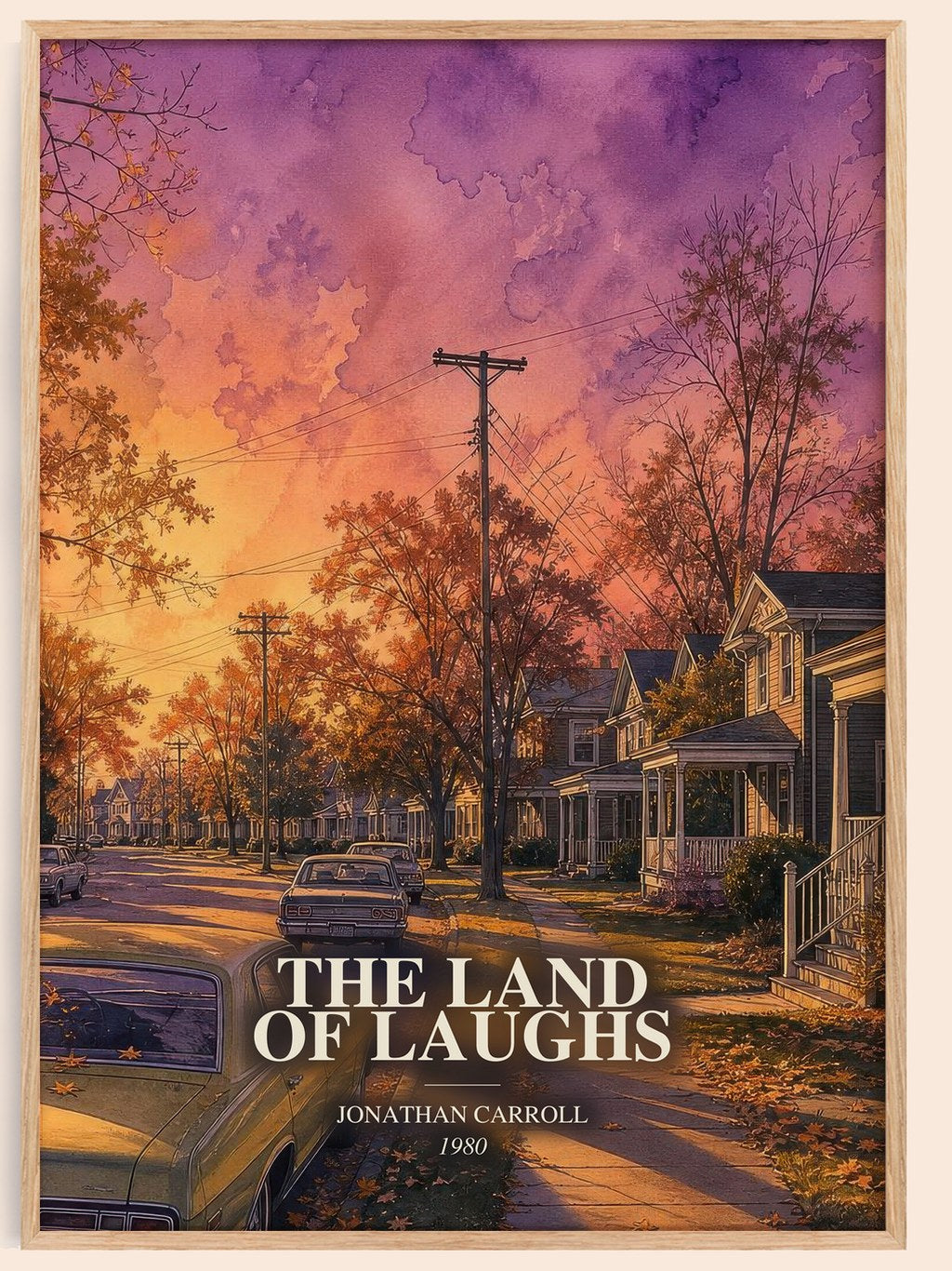 The Land Of Laughs watercolour book poster by Jonathan Carroll – framed literary art print